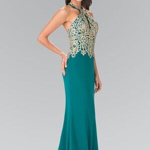 Halter Neck Lace Bodice Prom Dress GSGL2231
